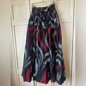 Advance Apparels Black, Red & White Patterned Maxi Skirt